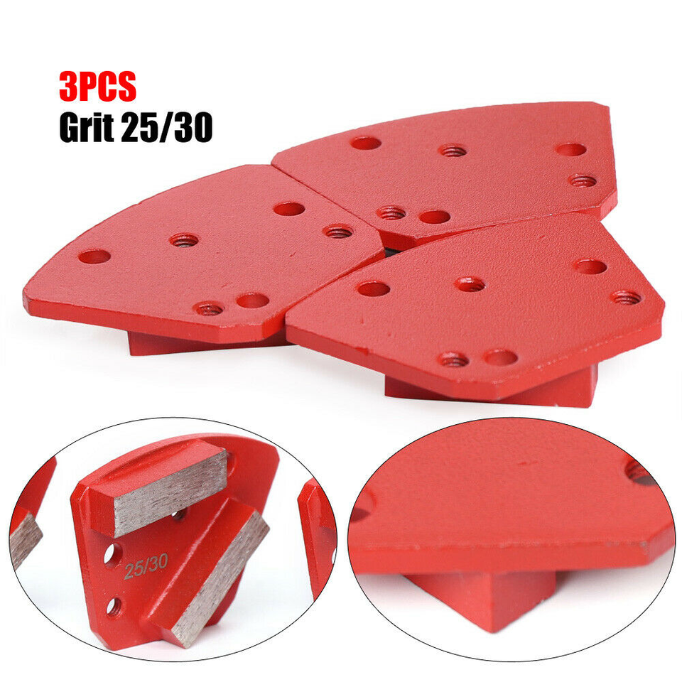 3Pcs Diamond Grinding Pad Grinding Disc Trapezoid Concrete Tool Grit 16
