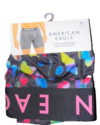 American Eagle 6'' Flex Mens Boxer Brief Regular Length Size XS New AEO Black