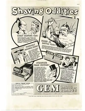 1937 GEM Micromatic Razor Blades Shaving Oddities Comic Art Vintage Print Ad 2