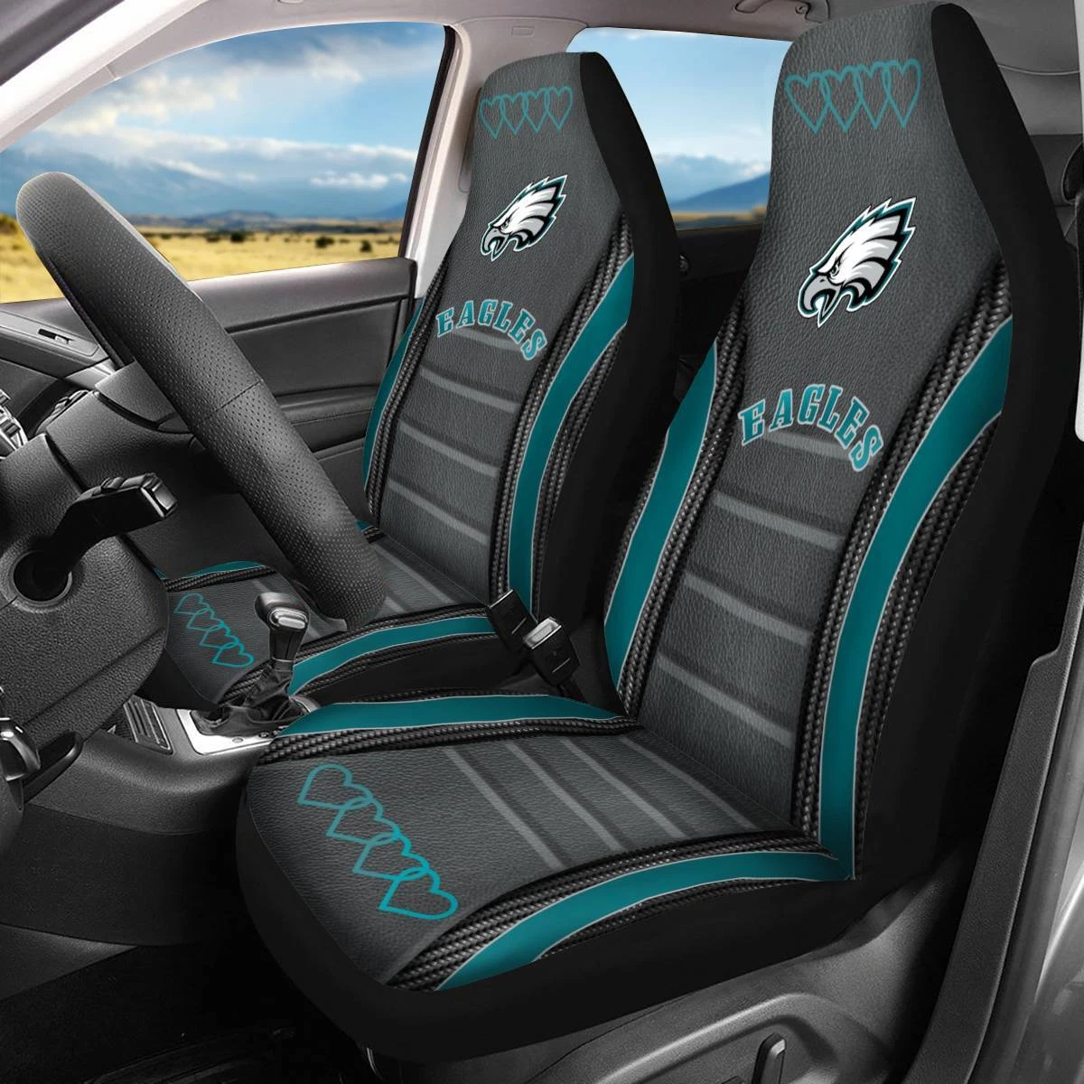 Car Seat Cover Seat Protector 2Pc with Philadelphia Eagles