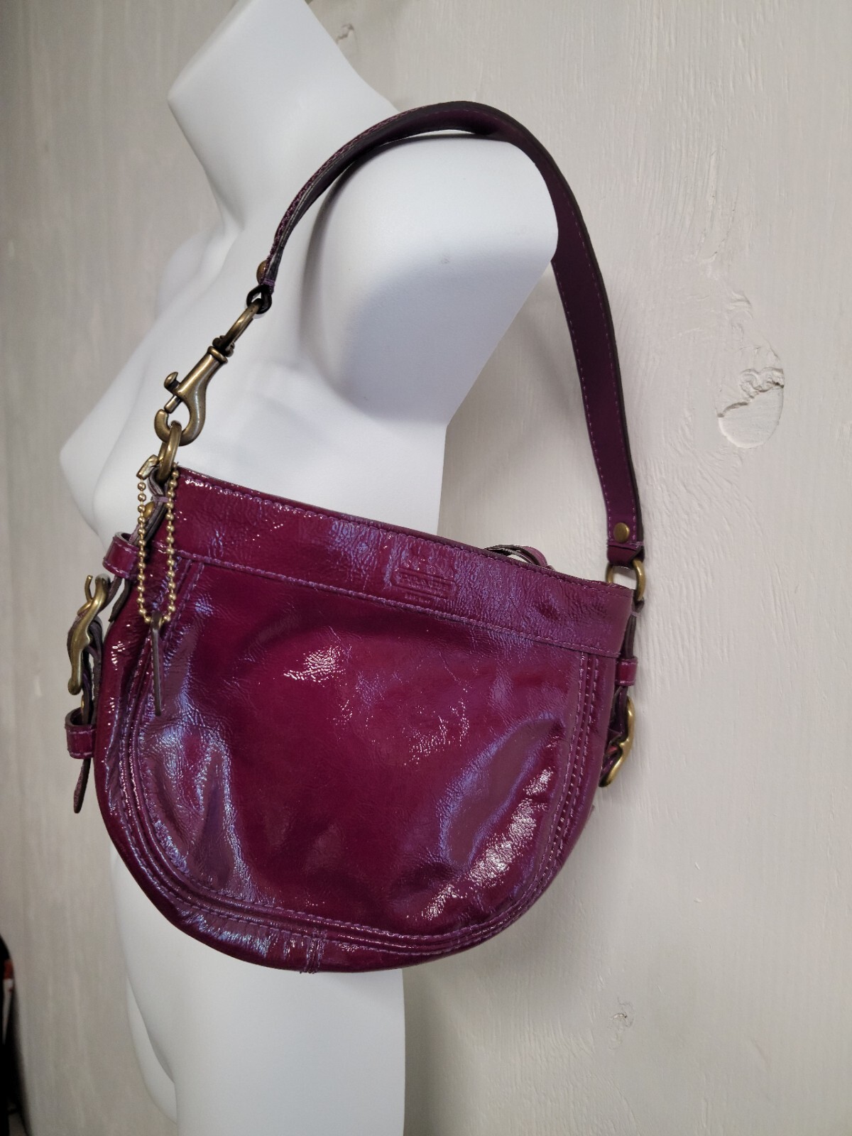Coach Mini Zoe Hobo 41856 Handbag Bag Plum Patent Leather eBay