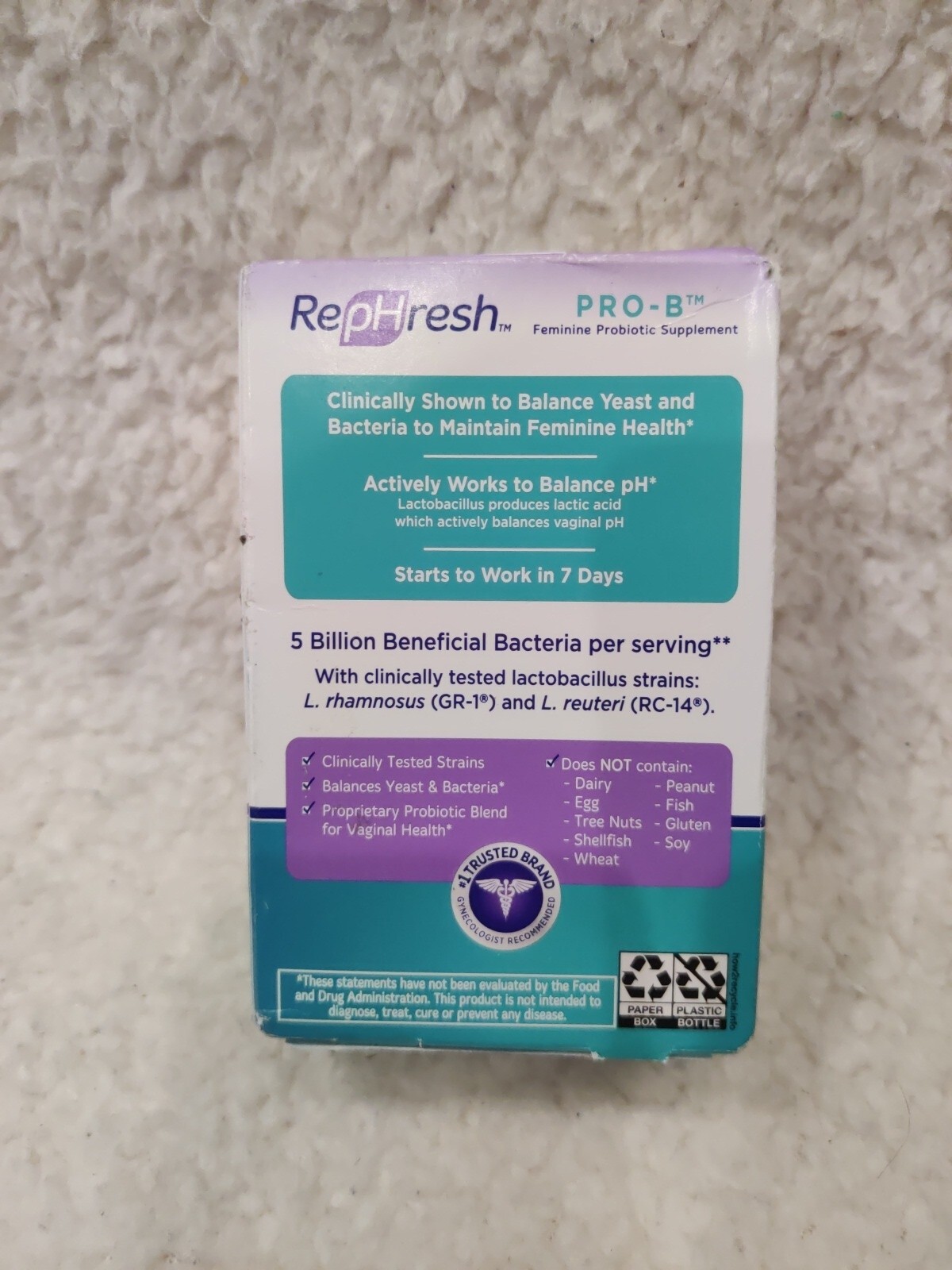 Rephresh Pro B Probiotic Feminine Supplement, 30 Capsules, Exp 03/2024