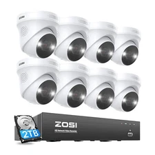 ZOSK 4K NVR 8CH 5MP PoE CCTV Security Camera System AI Person Vehicle Detect 2TB