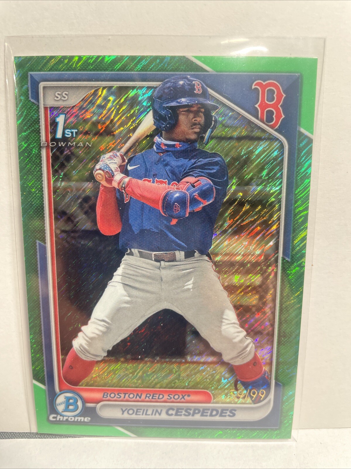 2024 Bowman - Chrome Green Shimmer Refractor #BCP-139 Yoeilin Cespedes /99