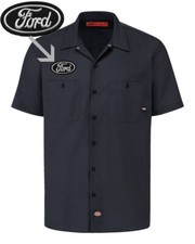 FORD Retro Patch DICKIES Short Sleeve Work Shirt Classic Mustang F-150 S-5X