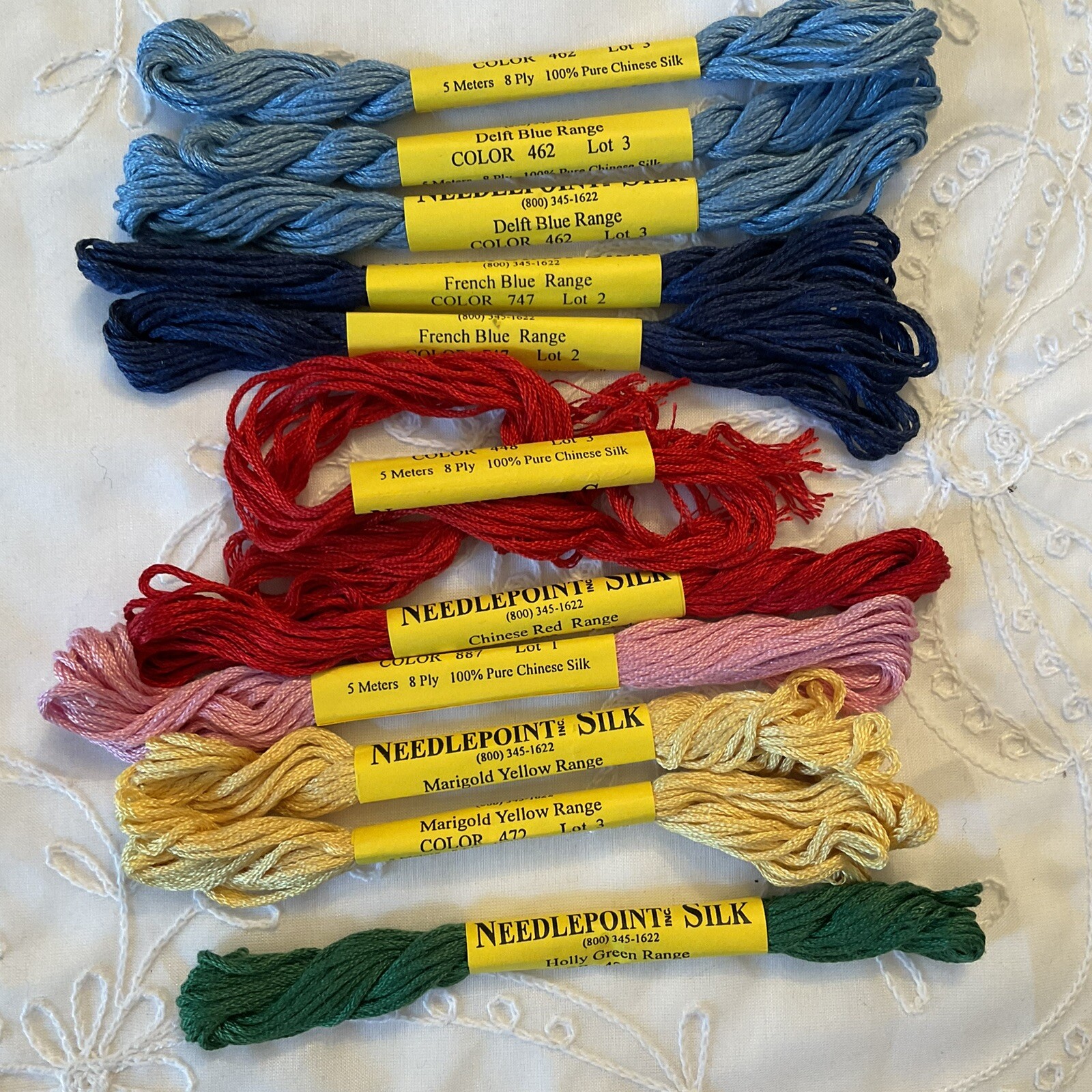 Needlepoint Inc Silk Thread Fibers Lot of 11 Skeins Various Colors 8