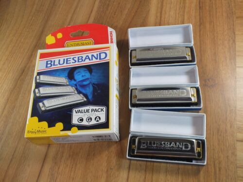 3 Pack Hohner BluesBand Harmonicas In The Key of C G A - Afbeelding 1 van 3