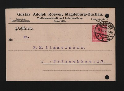 Magdeburg-Buckau, Postcard 1919, Gustav Adolph Roever Drive Belt Factory Leather