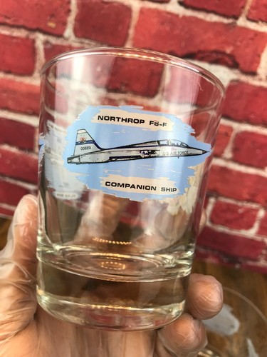 Rare PAIR - NORTHROP AVIATION DRINKING GLASS TIGER F5-E F5-F FLAG COMPANION SHIP - Picture 5 of 13