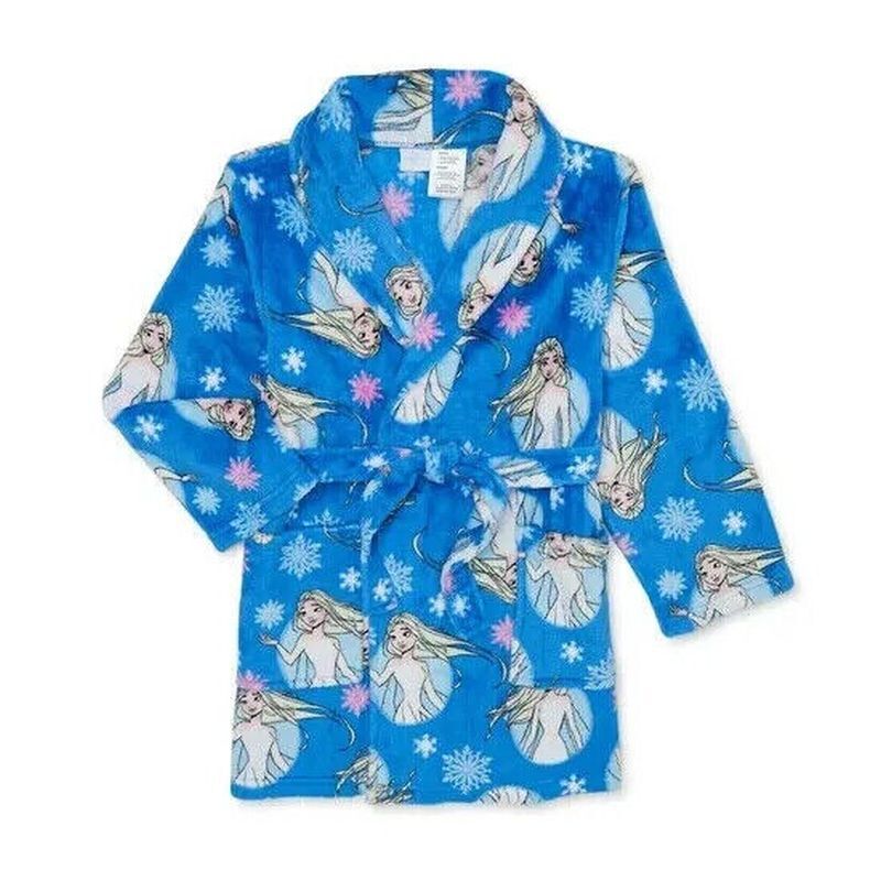 Disney Frozen Elsa Royal Blue Minky Fleece Girl's Bathrobe, Robe