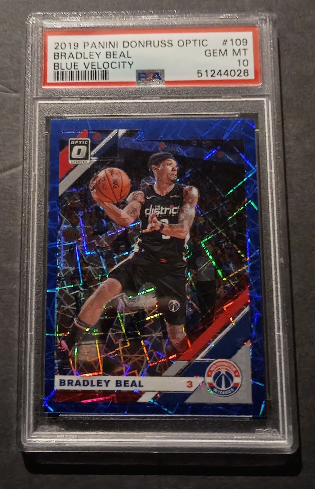 2019-20 Panini Donruss Optic #109 Bradley Beal Blue Velocity PSA 10