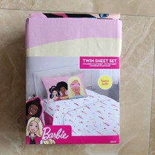 Barbie Kids 3 Piece Twin Microfiber Sheet Set - 1 Fitted/Flat/Pillowcase NEW