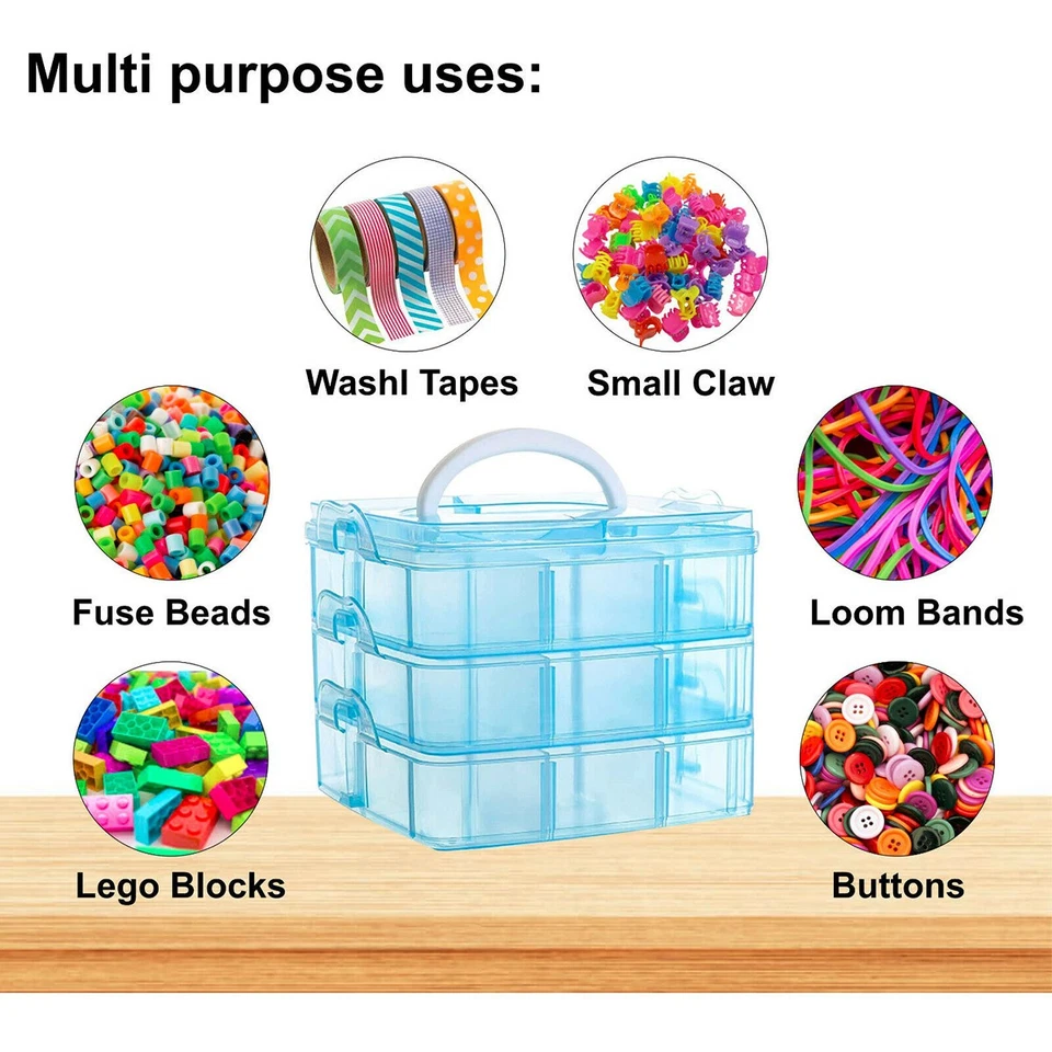 Portable Plastic Jewelry Organizer Box Three-Layer Detachable Storage Case AU - image 3 of 4