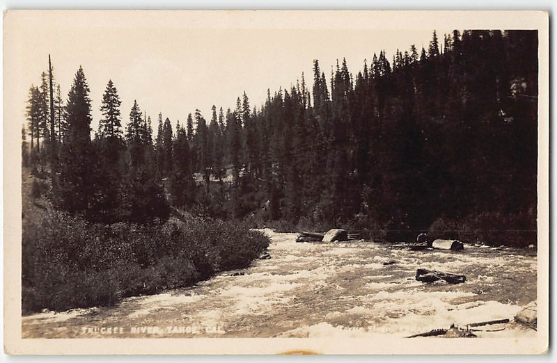 RPPC Truckee River, Lake Tahoe, California 1928 Tavern Studio Antique Postcard