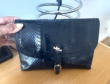 Lancel Sac Pochette Cuir Python Noir Ancien Logo Bag borsa Vintage
