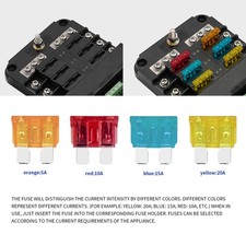 ›6 Way Fuse Block 6 Circuit Fuse Box Holder With LED Indicator Waterpoof Cover