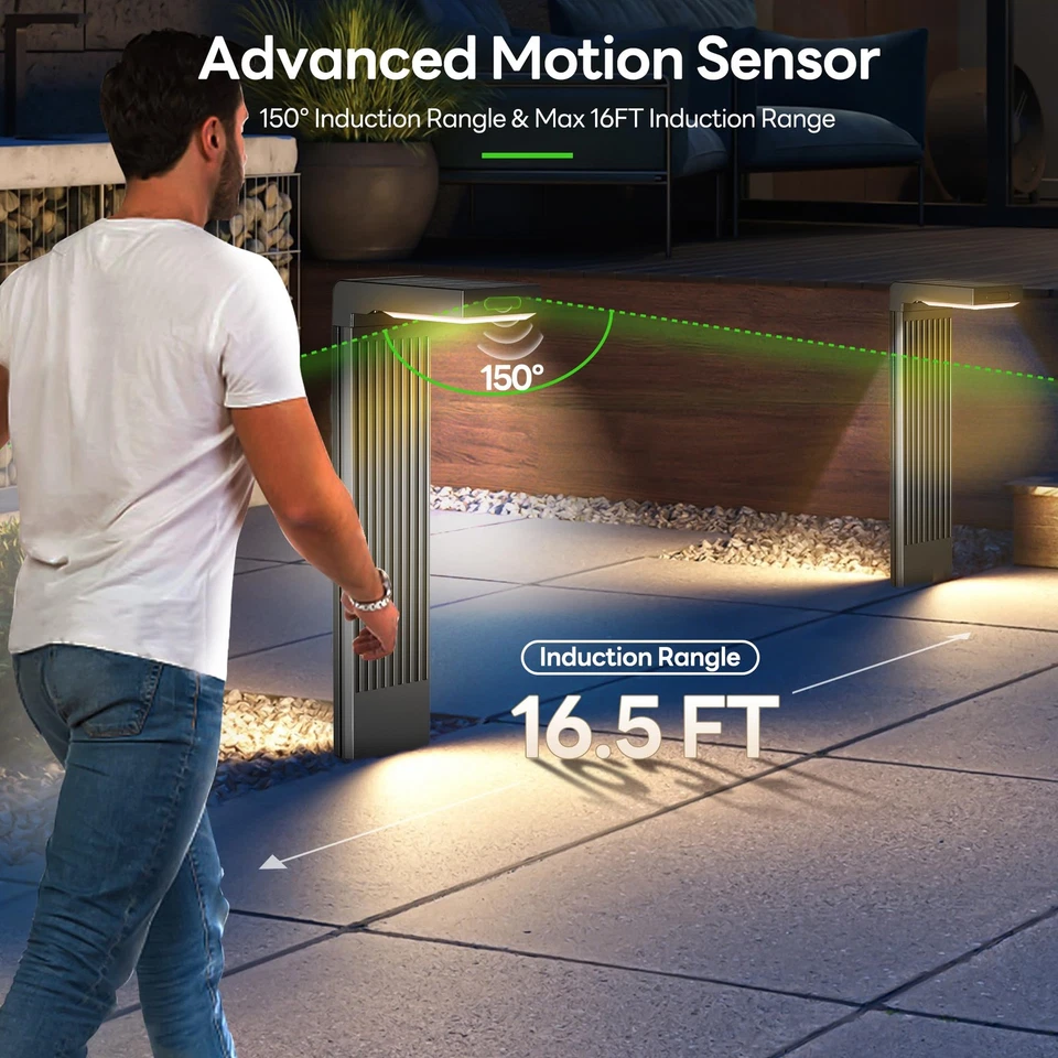 Solar Pathway Lights Outdoor 4Pack, 2 Color in 1 Motion Sensor Walkway Lights... - Image 2 of 4