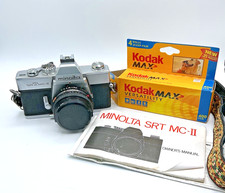 Vtg Minolta SRT MC-ll 35mm w/ 49mm Lens Film Owner's Manual Bundle Lot Untested