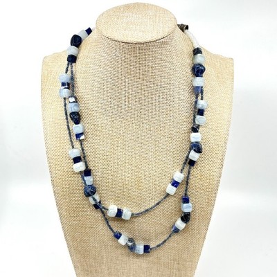 VTG Southwestern Style Blue Sodalite and Quartz Double Strand Necklace Toggle