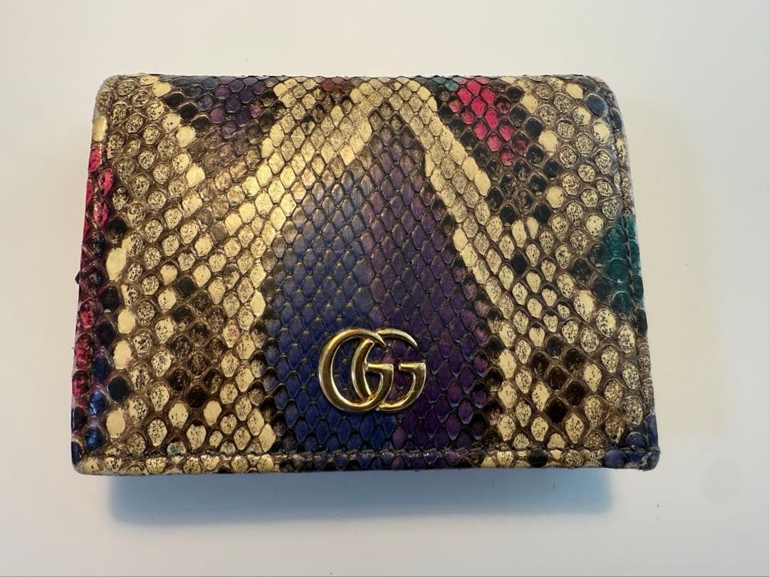 GUCCI Python Bifold Wallet Leather Snake Pattern … - image 1
