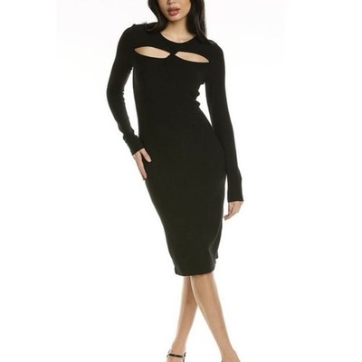 Walter Baker Tenley Ribbed Knit bodycon black dress size Large NWT