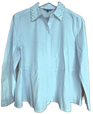 Beautiful high quality Tommy Hilfiger cotton blouse size 10/L/42-44 blue white