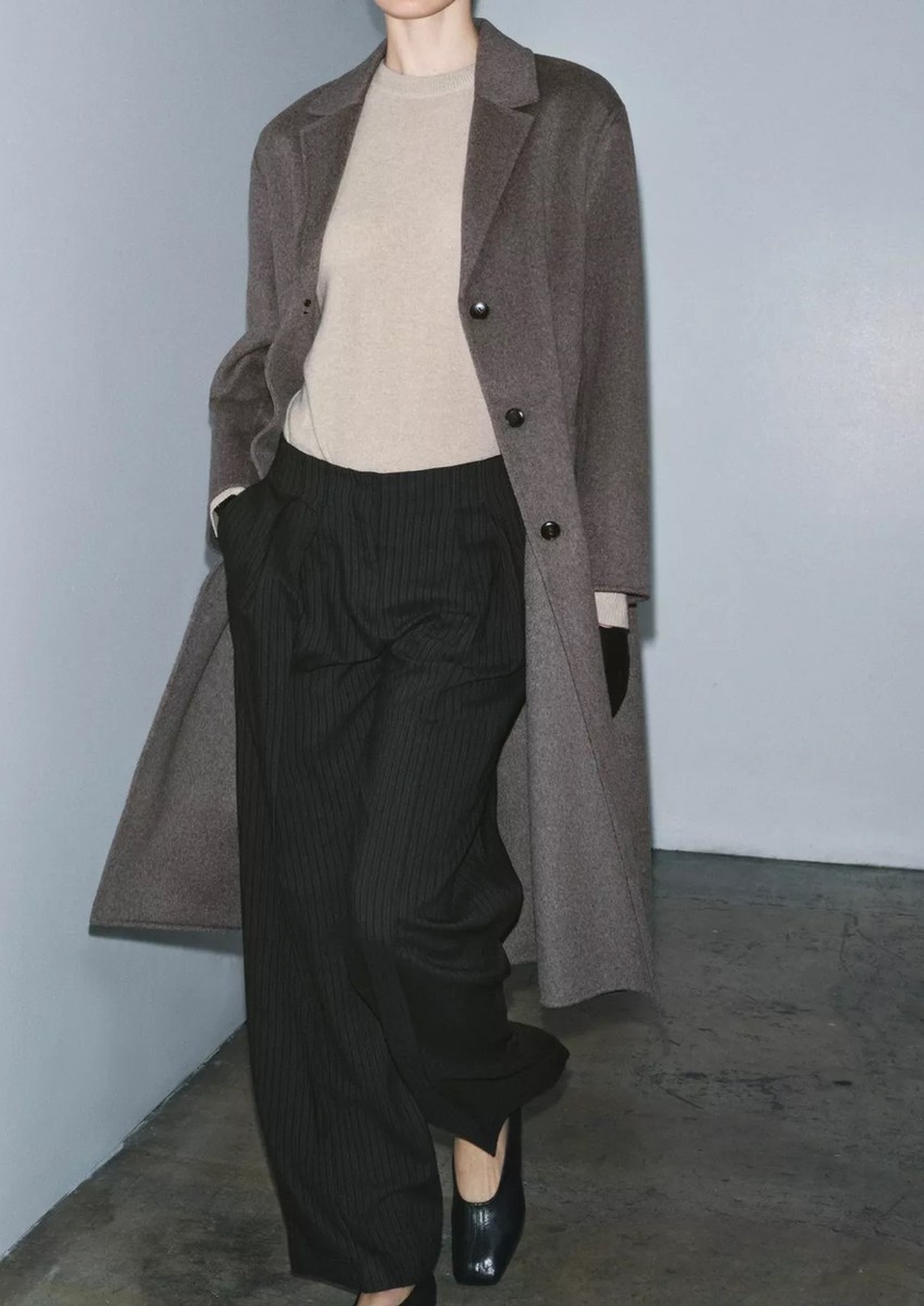 ZARA ZW LIMITED EDITION WOOL BLEND COAT TAUPE GREY NEW FW25/26 REF