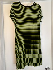 Michael Kors Neon Green Black Stripe Dress Short Sleeve Large