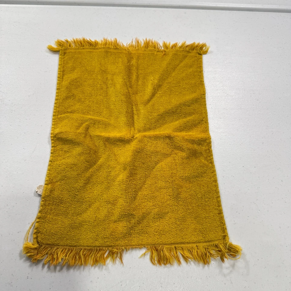 Toalla de mano vintage Sears amarillo mostaza terciopelo tacto algodón años 70 11x15 1459-9 Foto 2 de 4