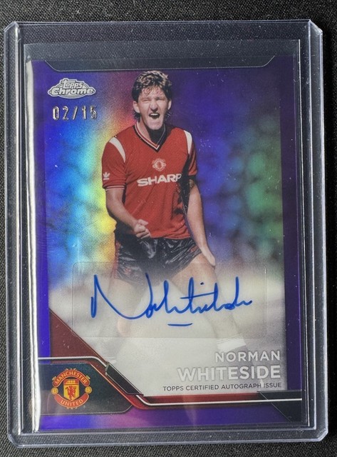 2024-25 Topps Chrome Deluxe Man Utd Norman Whiteside Purple Auto /15