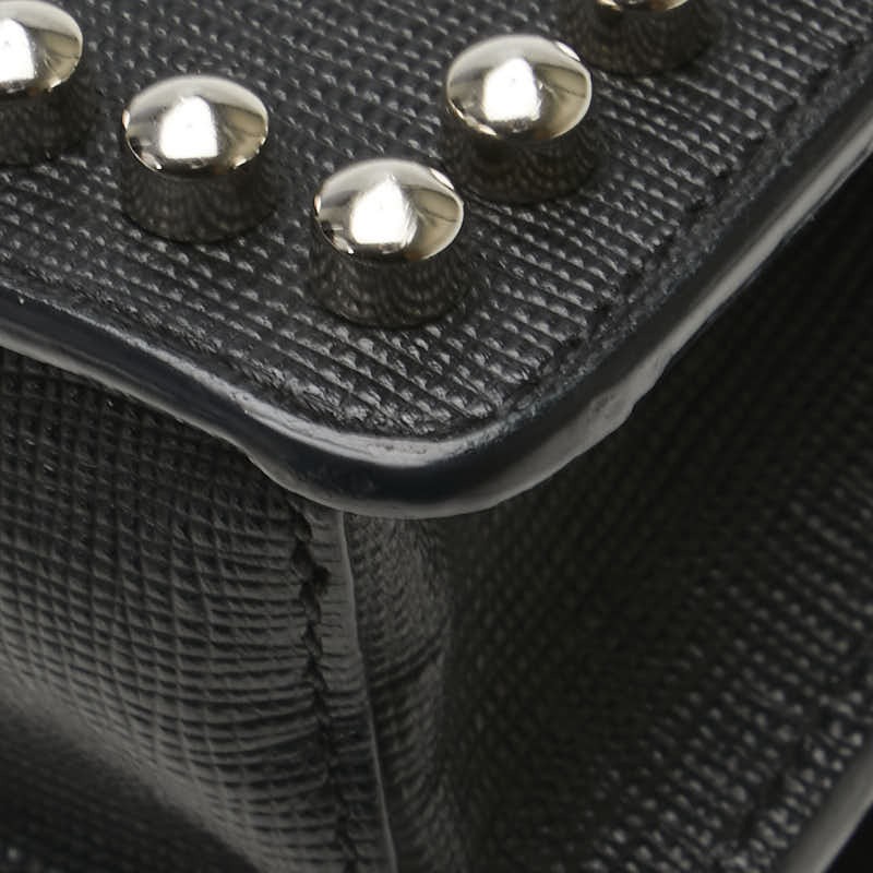 Fendi Carlito Studded Shoulder Bag Leather Black Women Used Authentic thumbnail 6