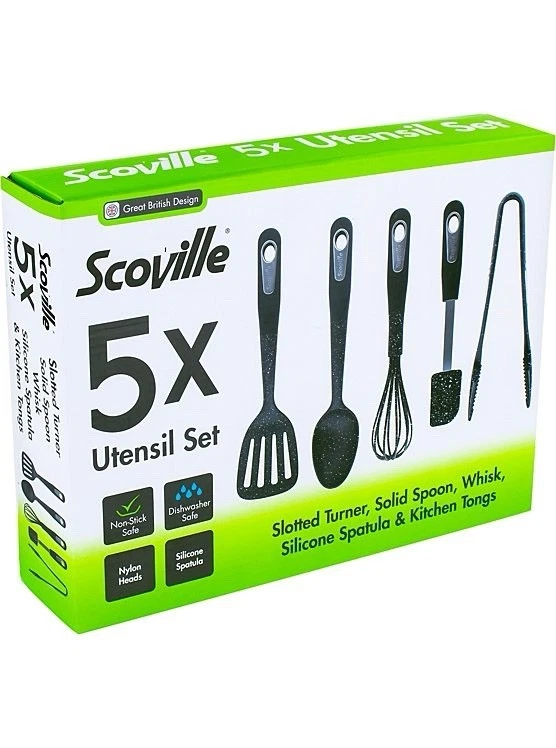 Scoville 5pc Utensil Set – Turner, Spoon, Whisk, Spatula & Tongs . Brand New !!
Opens in a new windo