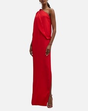 Stella McCartney Womens' Red One-Shoulder Draped Column Gown Size 44