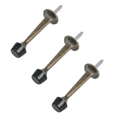 3 Pack Heavy Duty Solid Rigid Door Stop with Soft Rubber Tip, Zinc Die Cast D...