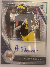 2021 Panini Prizm Draft Picks Autographs Ambry Thomas #DPA-AMT Silver Circles RC