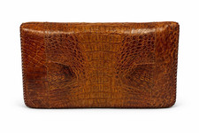 Vintage Genuine Crocodile Leather Clutch Brown Portfolio Envelope Bag