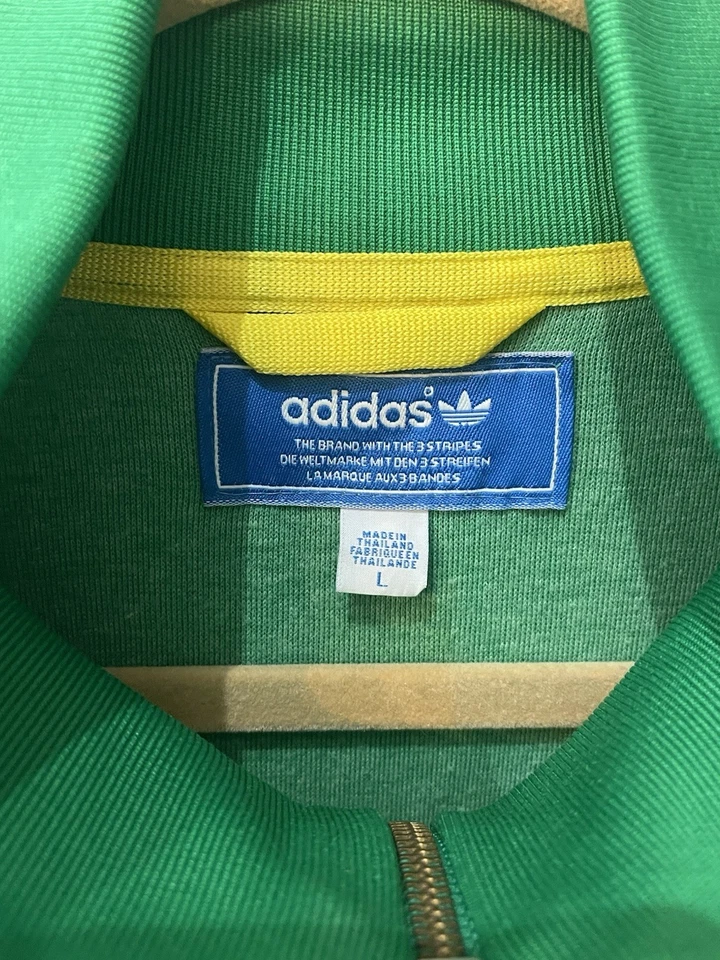 Adidas Originales Jamaica Verde y Amarillo Cremallera Completa Chaqueta de Pista Talla XL Trifolio Usada en Excelente Condición Foto 3 de 4