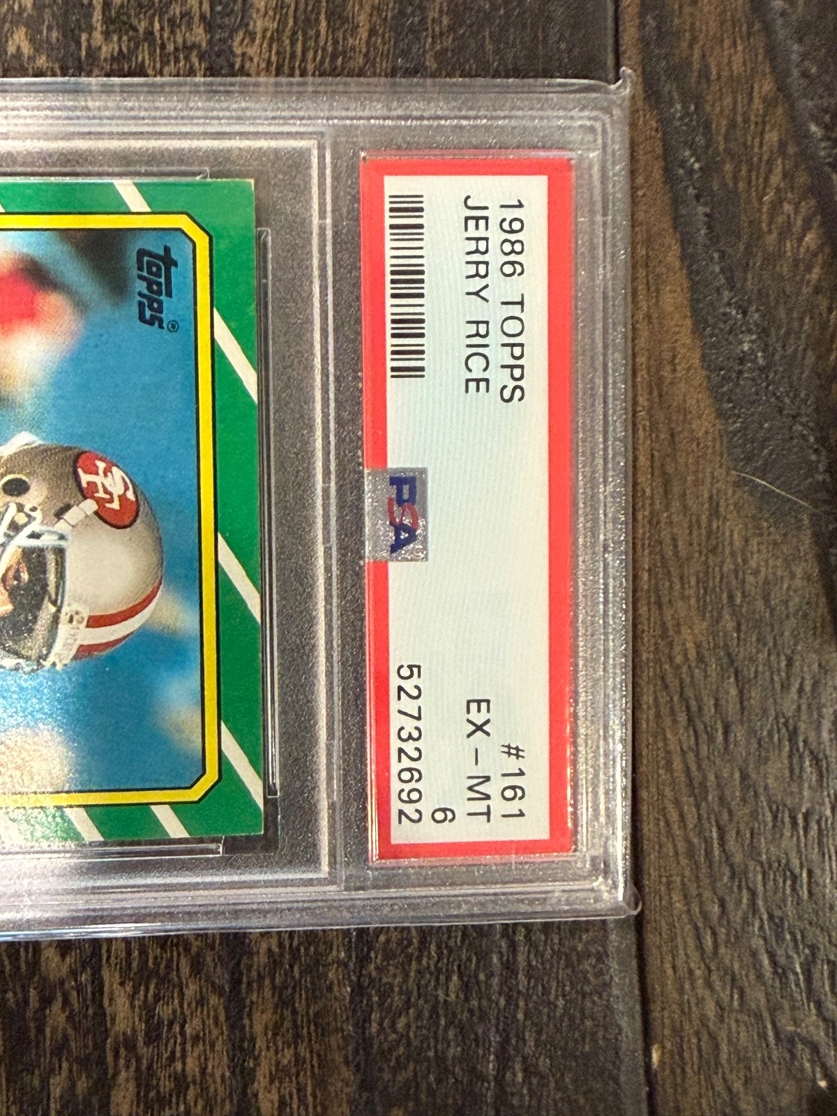 1986 Topps Jerry Rice #161 PSA 6 Rookie Card view 2