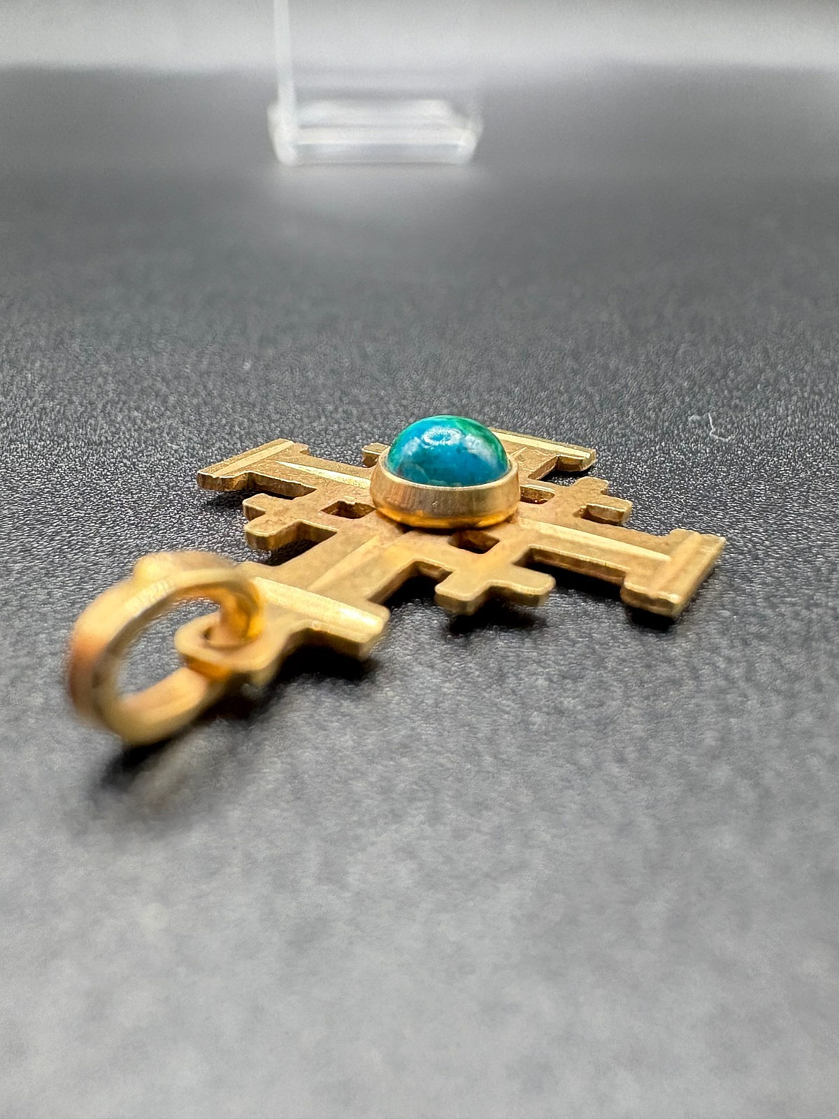 14K Solid Gold Handmade_Eilat Stone_Jerusalem Cro… - image 7