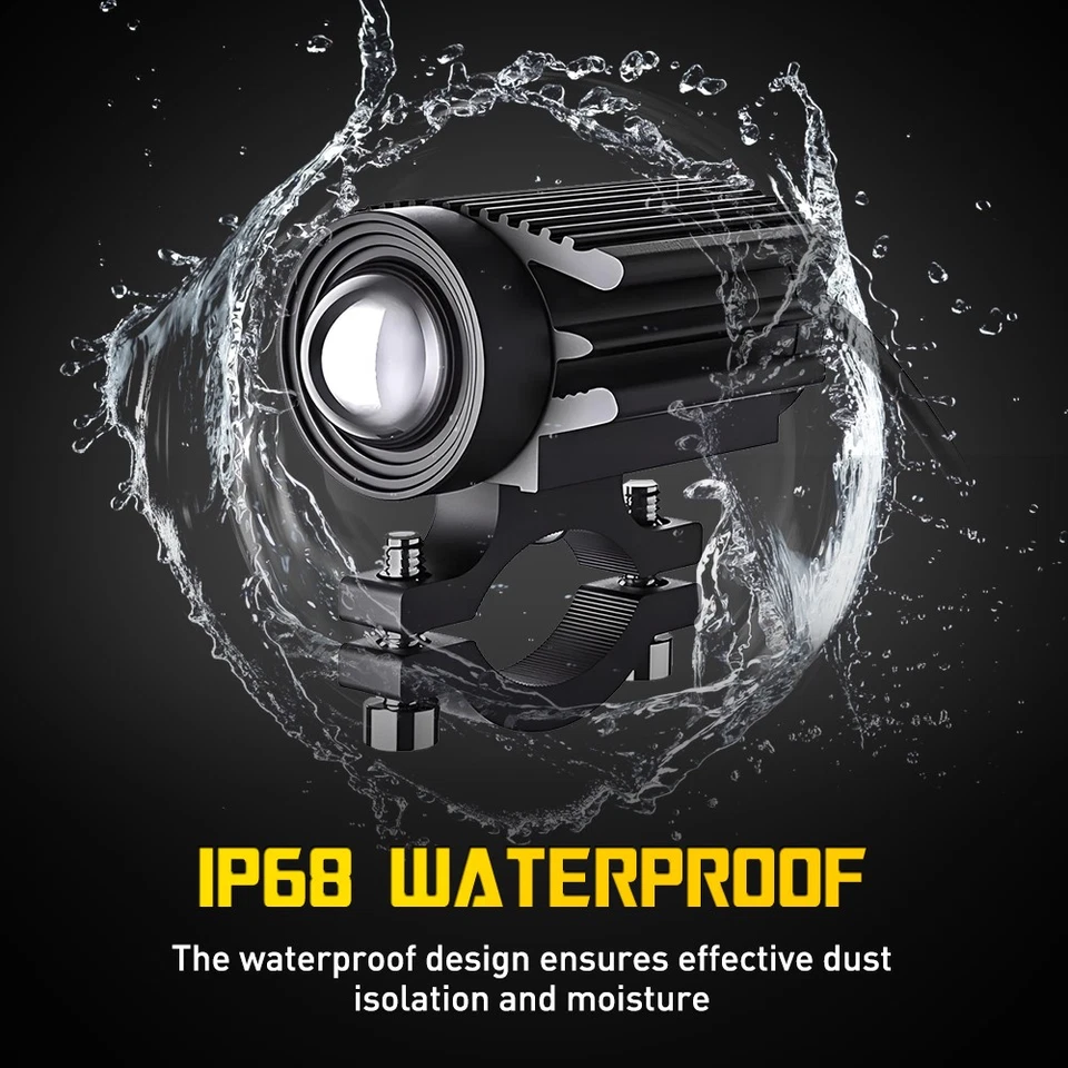 2PCS Motorcycle Auxiliary LED Light Driving Spotlights White/Amber Fog Lights - Image 3 of 4