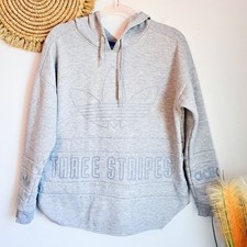 Adidas Womens Originals Three Stripe Trefoil Hoodie Oversized Sweatshirt Small