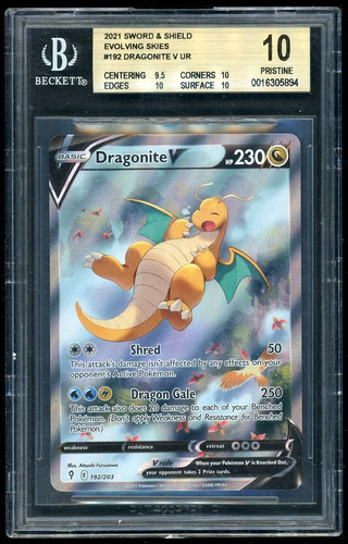 Pokemon Dragonite V UR 2021 Sword and Shield Evolving Skies BGS 10