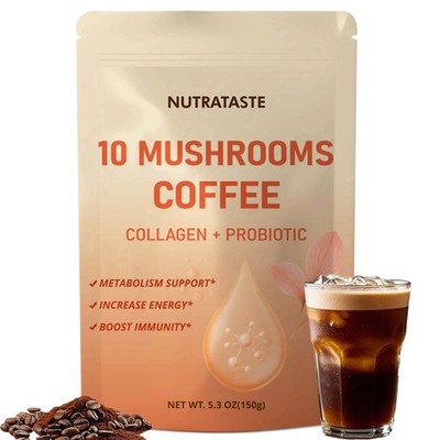 Mushroom Coffee with Collagen   Decaf Instant Coffee with 10 Mushroom Supplem...