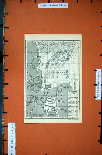 Original Old Antique Print Map 1878 France Street Plan Town St. Germain-En-Laye