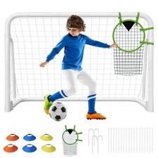 Fußballtor mit PE-Netzgewebe, Fußball-Tor für Kinder und Erwachsene, Stahl, weiß
