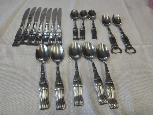 Gibson Stainless Steel Coca Cola Silverware 7 Knifes 3 Sl Spoons 5 L Spoons VTG