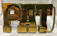"PAT" Vintage NOS New Old Stock Solid Brass Name Belt Buckle Chunky Letters
