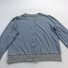 Tonet Cotton Cashmere Alpaca EUR 44 US Large? Button Cardigan Sweater Blue HRJ