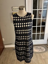 Designer Bagley Mischka Elegant Size 8 Blue And White Sleeveless  Upscale Dress