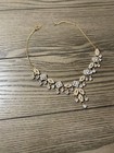 Gold necklace with silver rhinestones and leaf-shaped charms #glamour #statement — photo 3